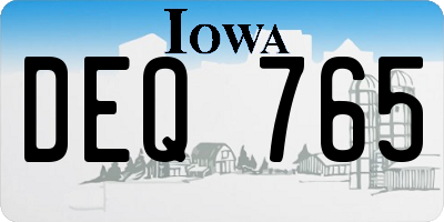 IA license plate DEQ765