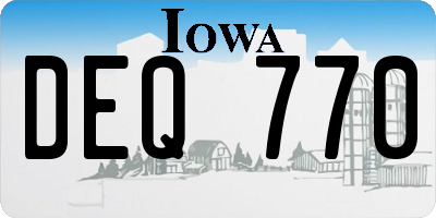 IA license plate DEQ770