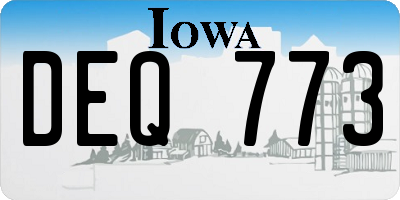 IA license plate DEQ773