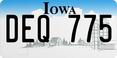 IA license plate DEQ775