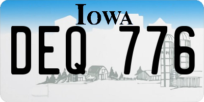 IA license plate DEQ776
