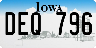IA license plate DEQ796