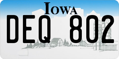 IA license plate DEQ802