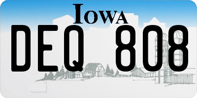 IA license plate DEQ808