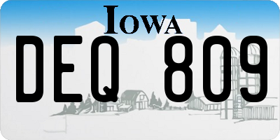 IA license plate DEQ809