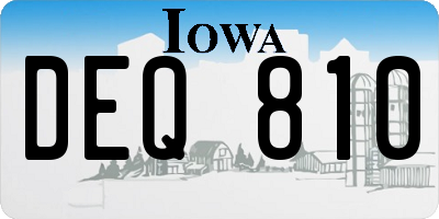 IA license plate DEQ810