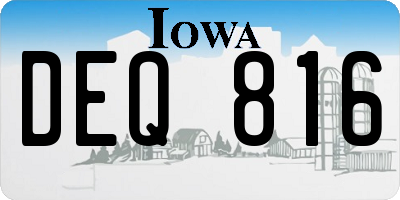 IA license plate DEQ816