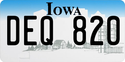 IA license plate DEQ820