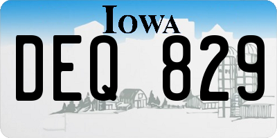 IA license plate DEQ829