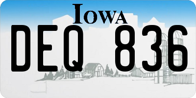 IA license plate DEQ836