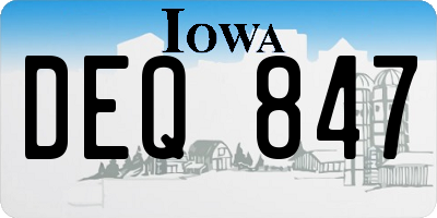 IA license plate DEQ847