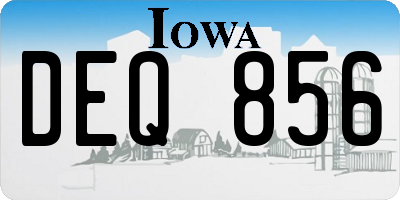 IA license plate DEQ856