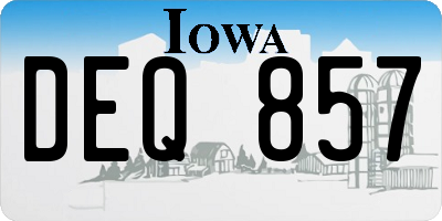 IA license plate DEQ857