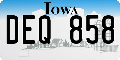 IA license plate DEQ858