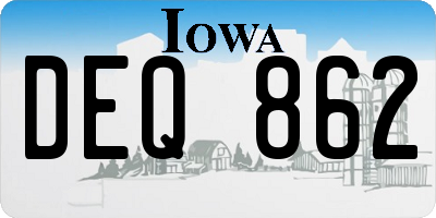 IA license plate DEQ862