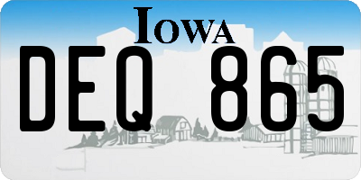 IA license plate DEQ865
