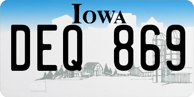 IA license plate DEQ869