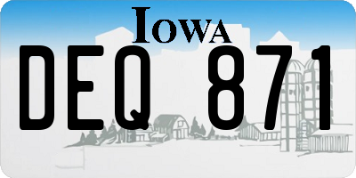IA license plate DEQ871