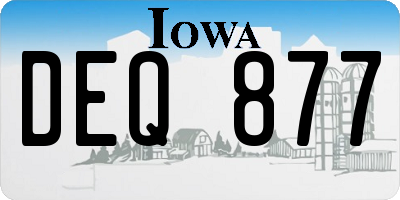 IA license plate DEQ877