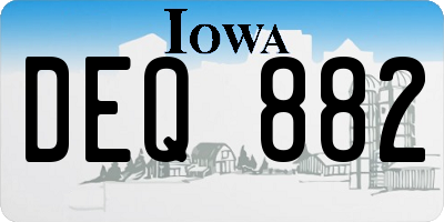 IA license plate DEQ882