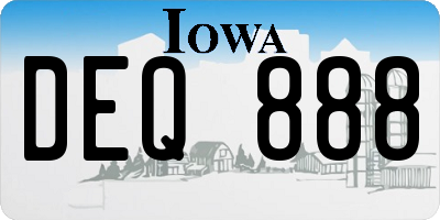 IA license plate DEQ888