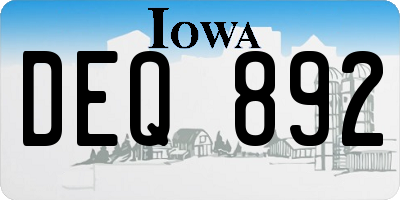 IA license plate DEQ892