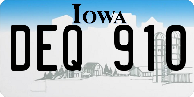 IA license plate DEQ910