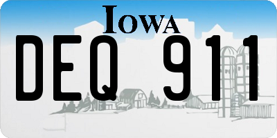 IA license plate DEQ911