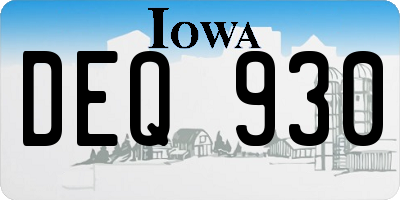 IA license plate DEQ930