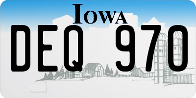 IA license plate DEQ970