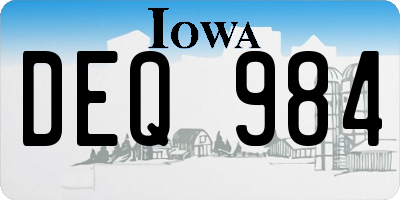 IA license plate DEQ984