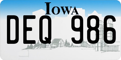 IA license plate DEQ986