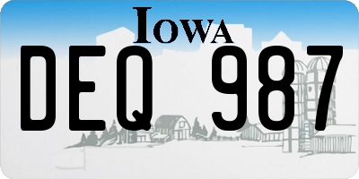 IA license plate DEQ987