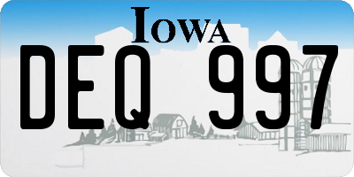 IA license plate DEQ997