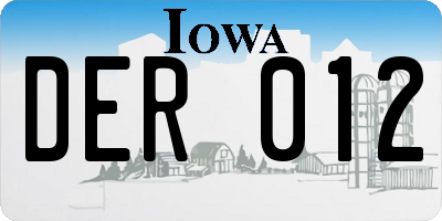 IA license plate DER012