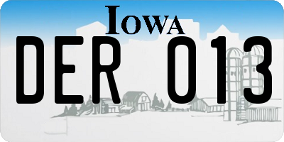 IA license plate DER013