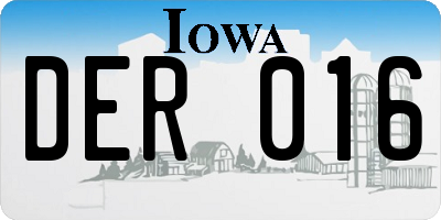 IA license plate DER016