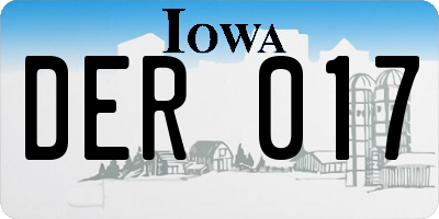 IA license plate DER017