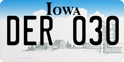 IA license plate DER030