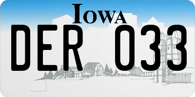 IA license plate DER033