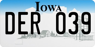IA license plate DER039