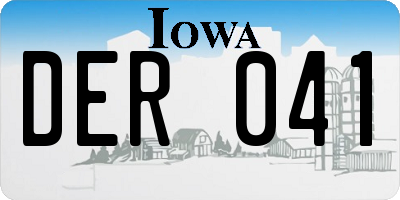 IA license plate DER041