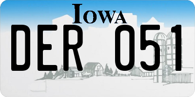 IA license plate DER051