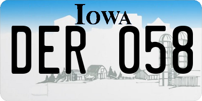 IA license plate DER058