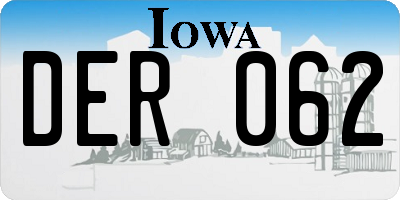 IA license plate DER062