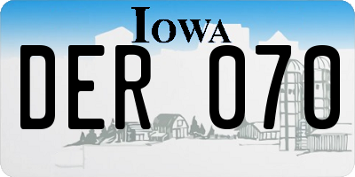 IA license plate DER070