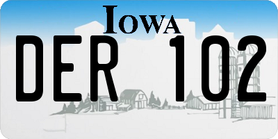 IA license plate DER102