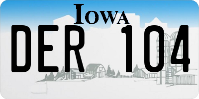 IA license plate DER104