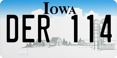 IA license plate DER114