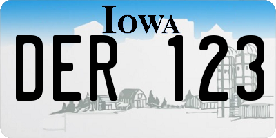 IA license plate DER123